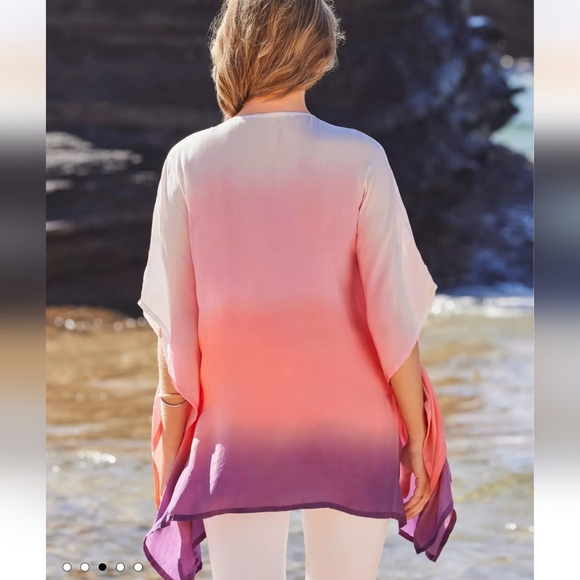 BOSTON PROPER Beaded Ombre Tunic In Pink Multi. Size Small - Picture 4 of 16